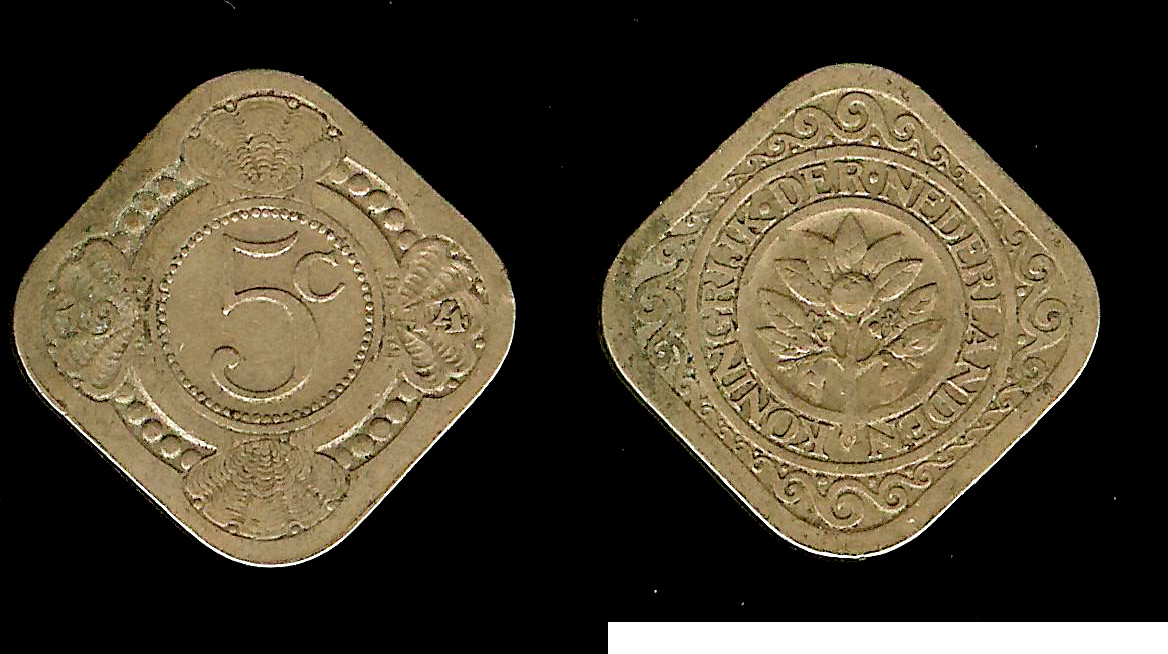 Netherlands 5 cents 1914 gVF